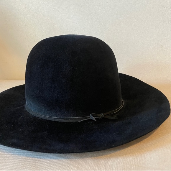 Black felt Clyde hat medium brim high crown - Picture 3 of 6